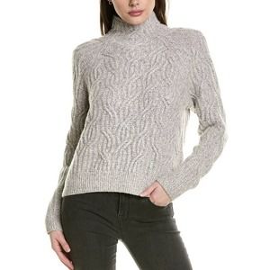 Vince Cable Knit Mock Turtleneck Sweater Heather‎ Grey Wool/ Cashmere Sz XS